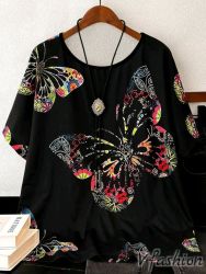 Широка блуза с пеперуди - 178955