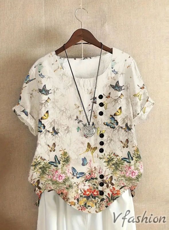 Блуза с принт пеперуди