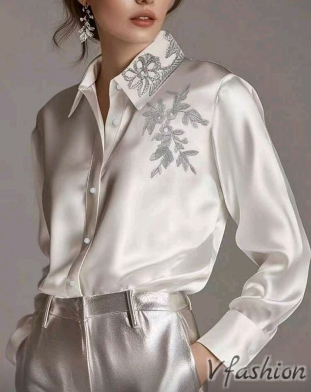 Сатенена риза с акцент