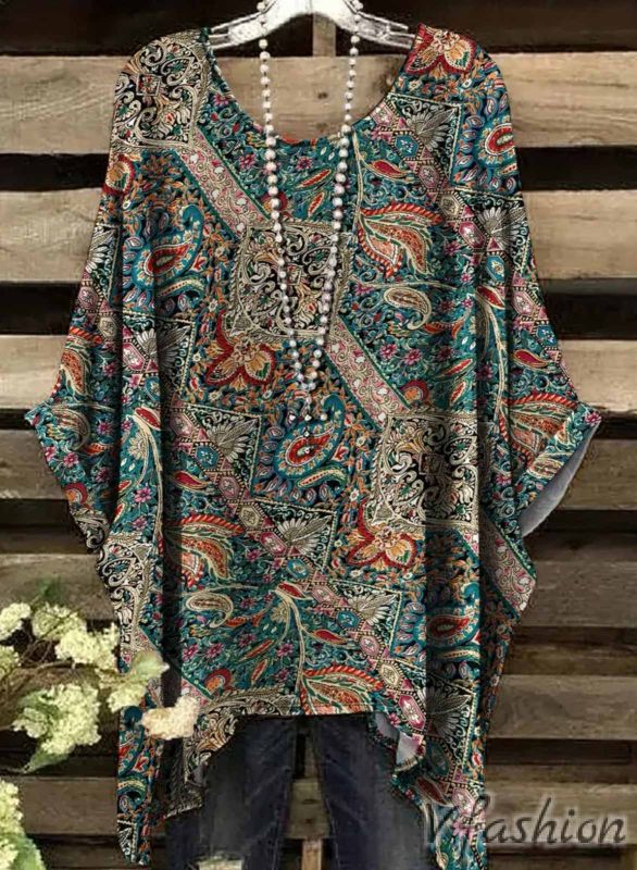 Еластична блуза с пейсли принт