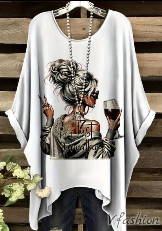 Еластична блуза с принт жена - бяла