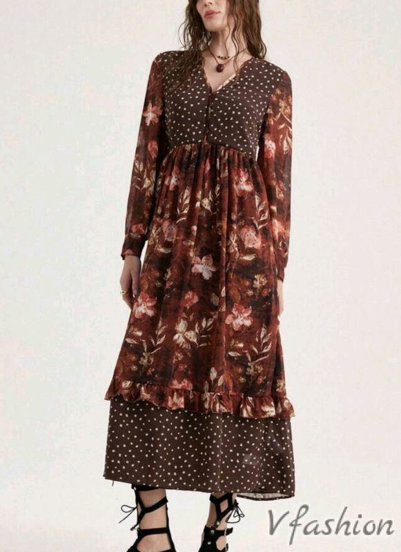 Шифонена рокля с етно стил