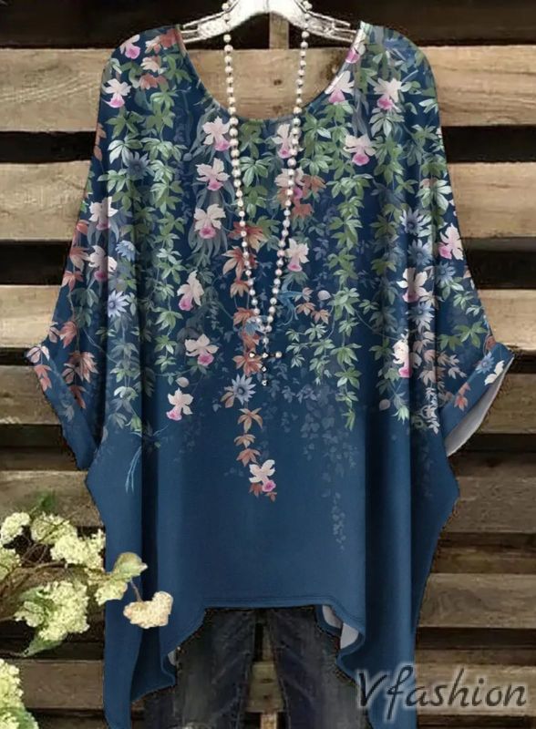 Еластична блуза с принт цветя