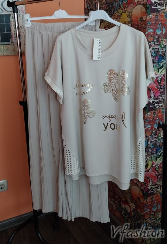 Комплект блуза и панталон солей - екрю