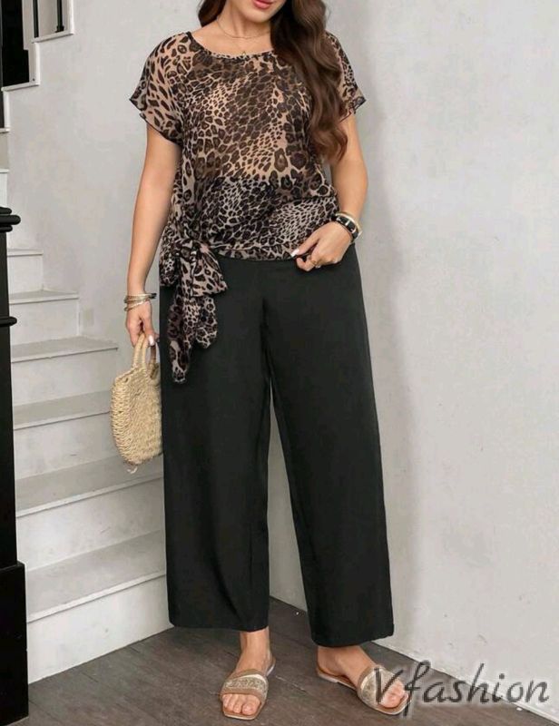 Комплект панталон и блуза с леопардов принт