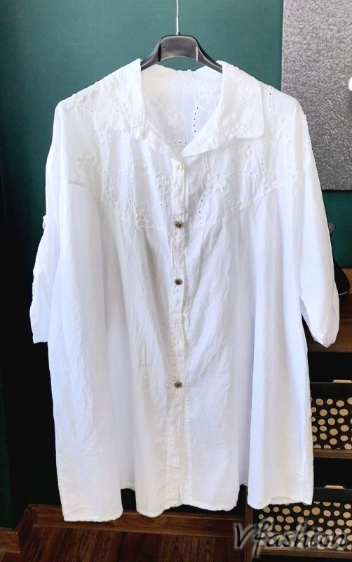 Памучна риза с рязана бродерия