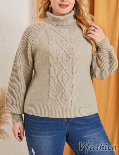 Пуловер с поло яка - бежов - 176690