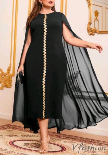Официална рокля с наметало - черна - 178449