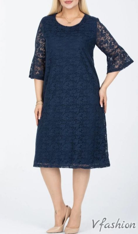 Дантелена рокля - синя