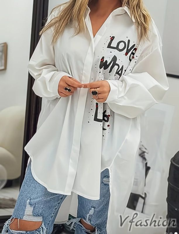 Широка риза с надпис