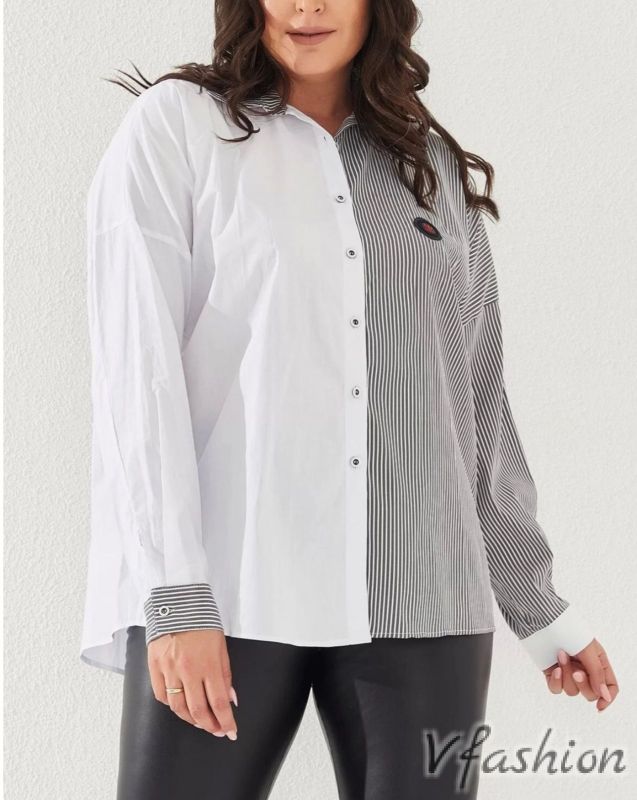 Стилна риза на ситно райе