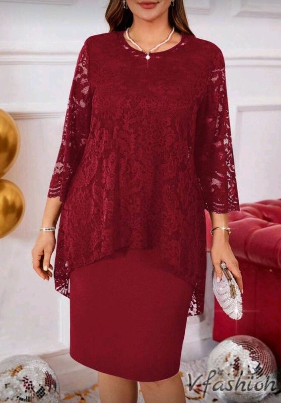 Дантелена рокля - червена