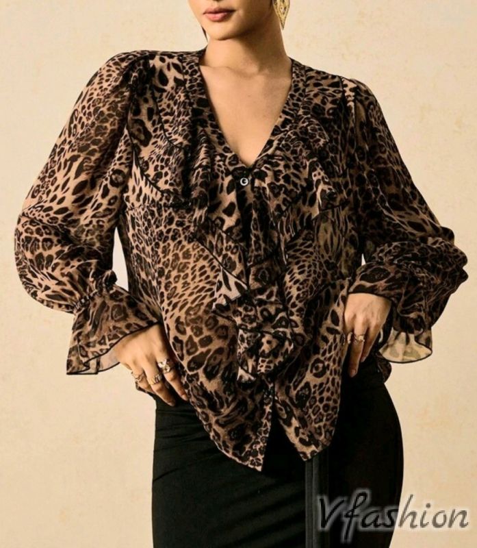 Риза с леопардов принт 