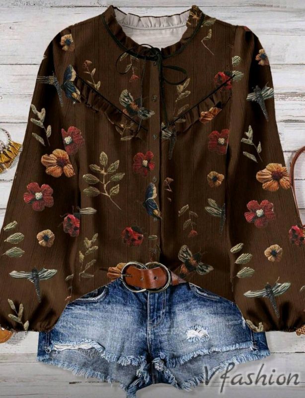 Риза с връзки и принт