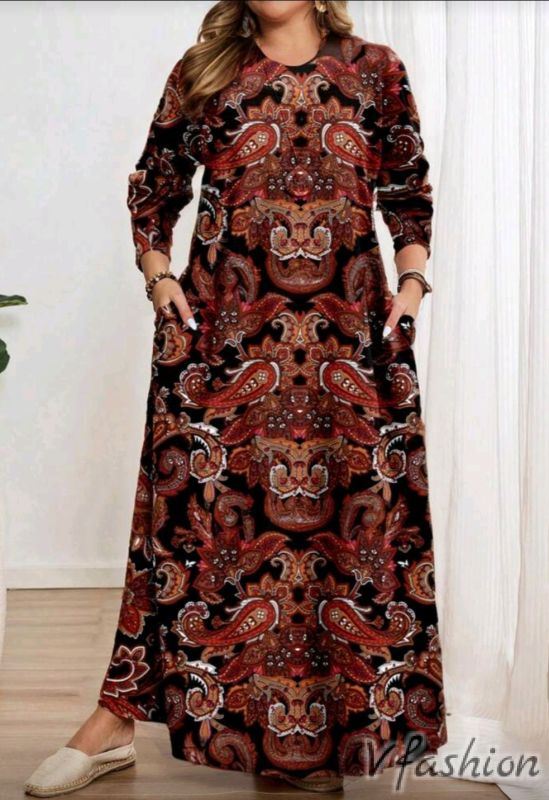 Рокля с джобове - пейсли принт