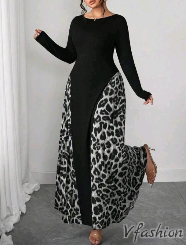Дълга рокля с леопардови мотиви
