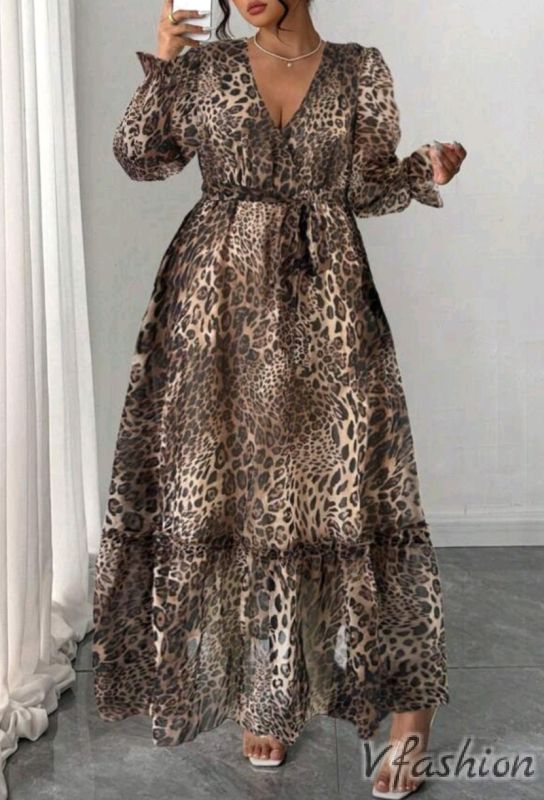 Ефирна рокля с леопардов принт