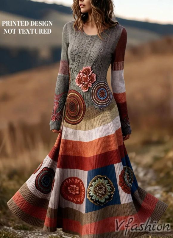 Еластична рокля с бохо принт