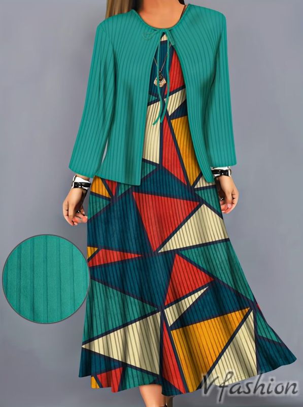 Комплект цветна рокля и наметка