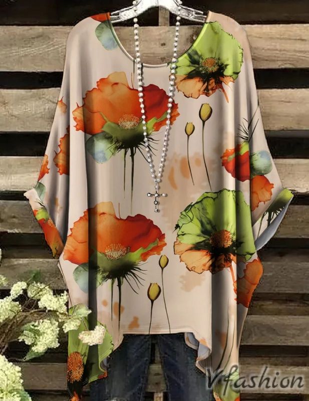 Еластична блуза с принт цветя