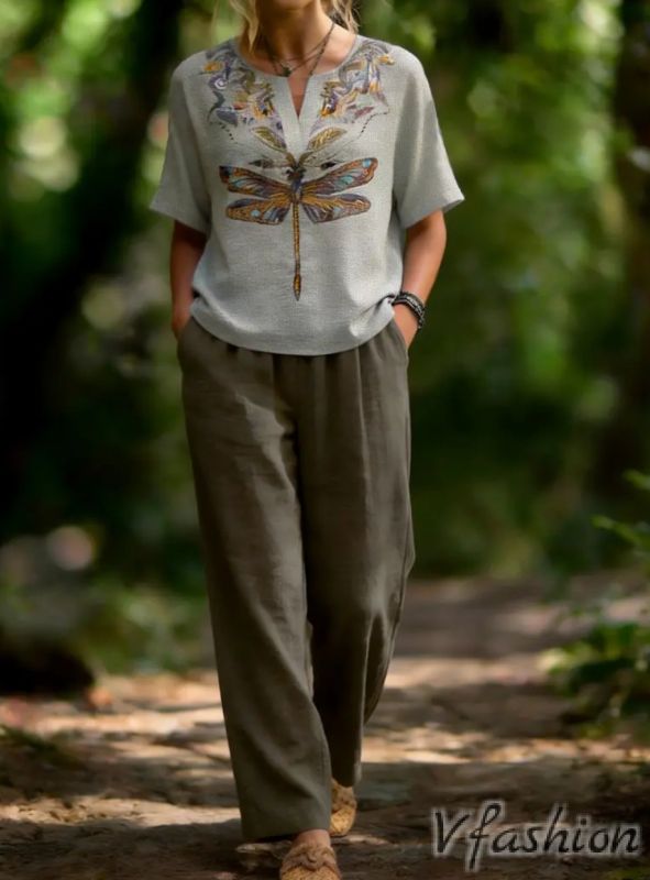 Комплект панталон и блуза с принт