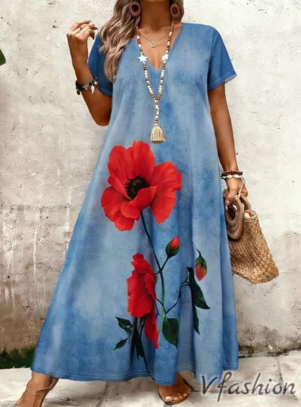 Дълга рокля с макове