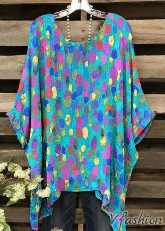 Еластична блуза с принт цветни точки