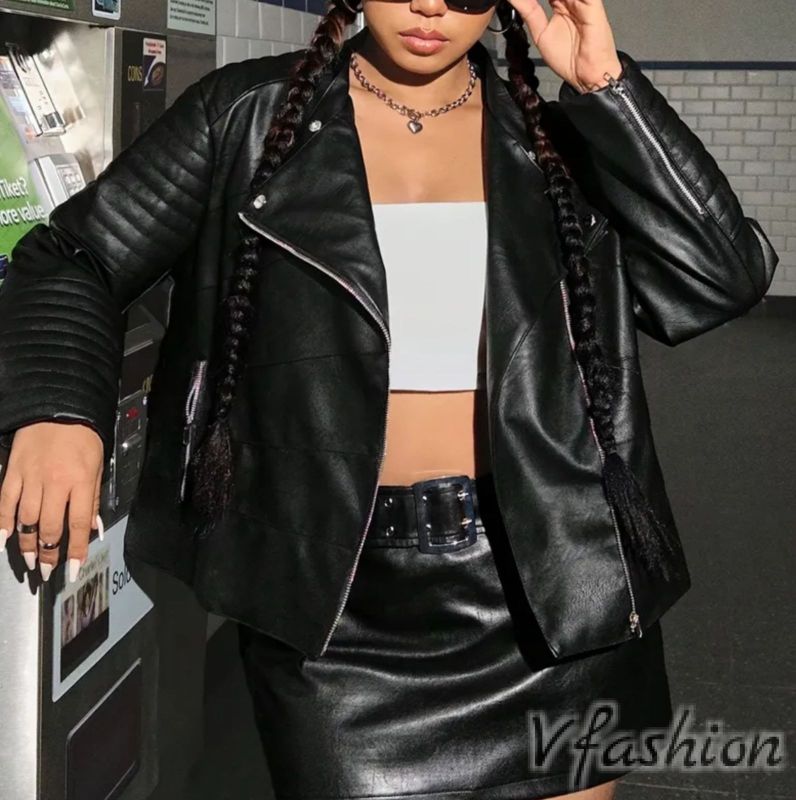 Яке от еко кожа - черно