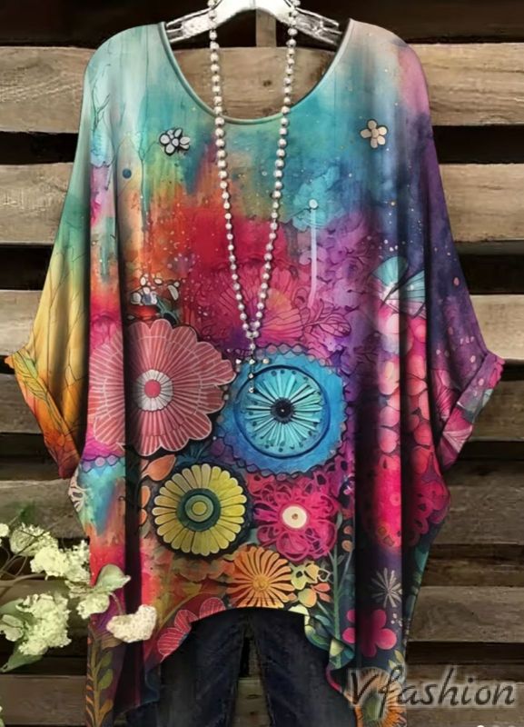 Еластична блуза в преливащи цветове
