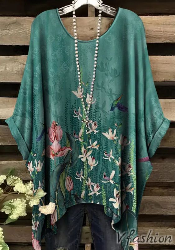 Еластична блуза с флорален принт