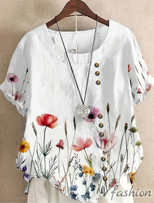 Блуза на цветя - бяла