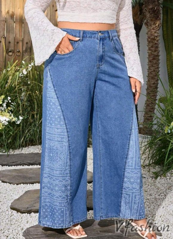 Дънки с пачуърк принт