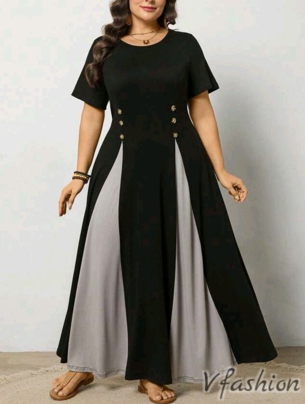 Еластична рокля - черно и сиво