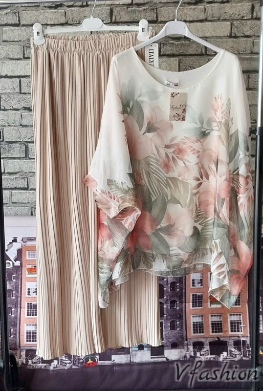 Комплект панталон солей и шифонена блуза