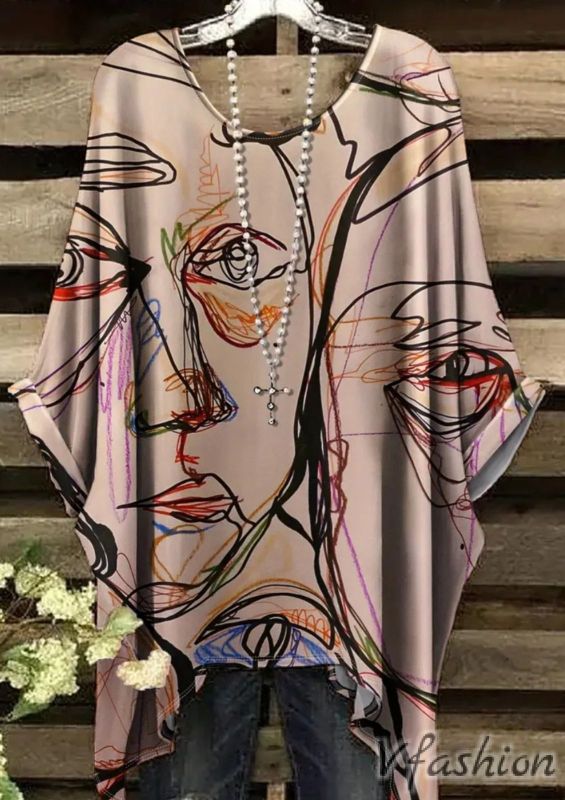 Еластична блуза с абстрактен принт