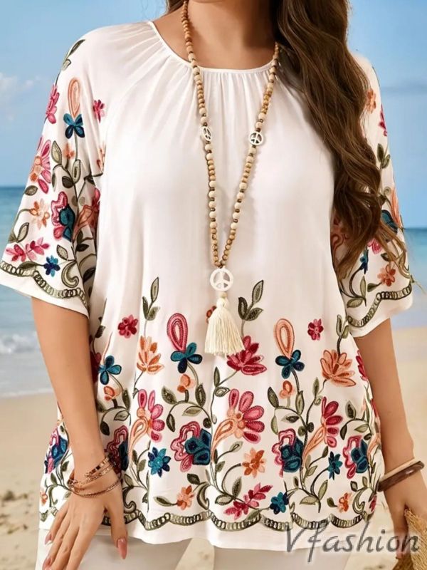 Блуза с принт цветя