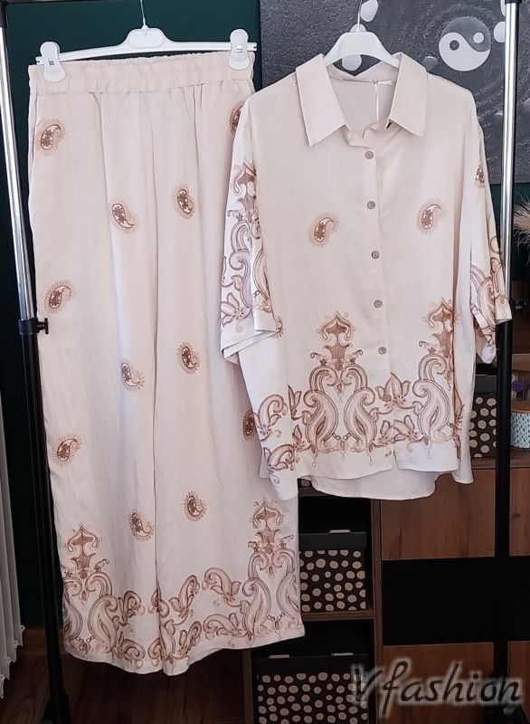 Комплект панталон и блуза с бродерии - екрю