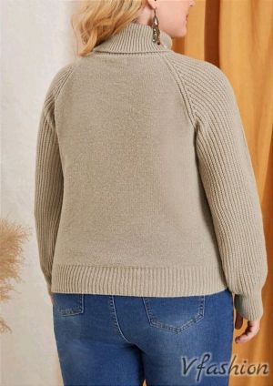 Пуловер с поло яка - бежов - 176690