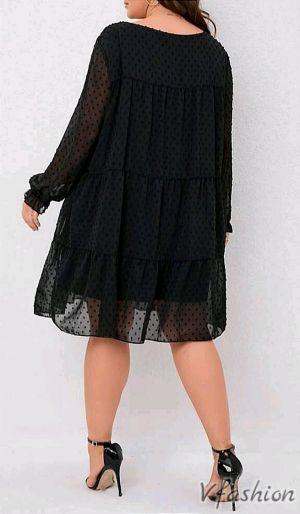 Елегантна рокля с тюл - черна - 176704