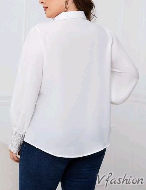 Риза с дантела - бяла - 176738
