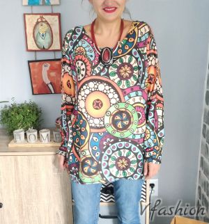Пуловер фино плетиво - арт принт - 176780