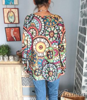 Пуловер фино плетиво - арт принт - 176780
