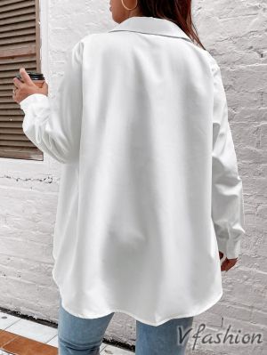 Риза с тигров джоб - бяла - 176817