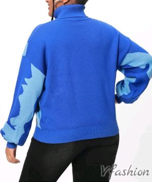 Пуловер с поло яка - син - 176835