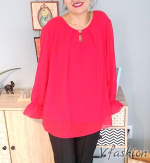 Елегантна блуза шифон - червена - 176891