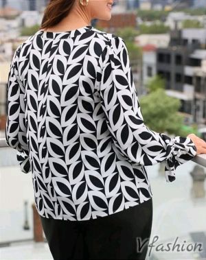 Елегантна риза/блуза - черно и бяло - 177058