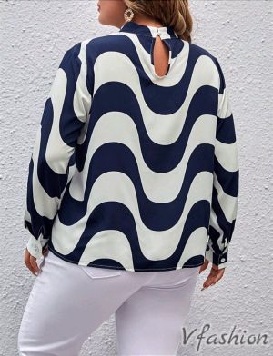 Елегантна блуза с вълнообразен принт - 177075