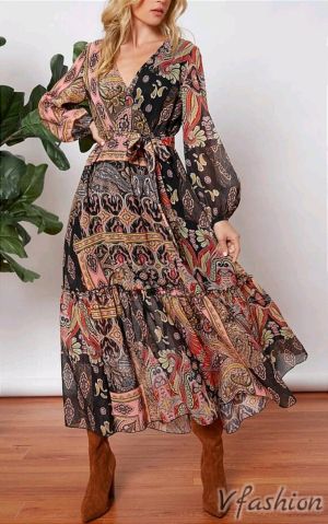 Ефирна рокля с етно мотиви - 177094