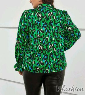 Блуза/риза с принт - зелена - 177133