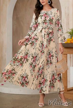 Елегантна плисирана рокля на цветя - 177152